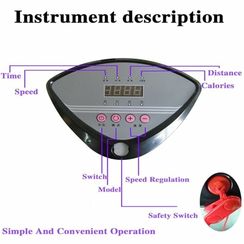 Exercise machine control panel with labeled buttons and features.